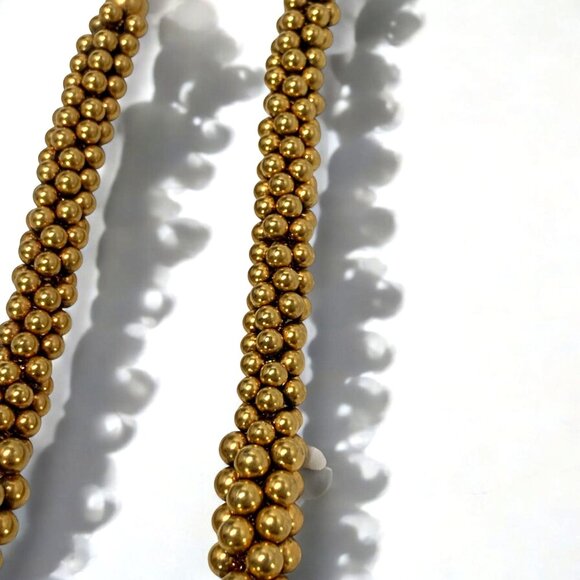Vintage Gold-Tone Rope Cluster Necklace With Hook Clasp & Chain Detail - Picture 7 of 7